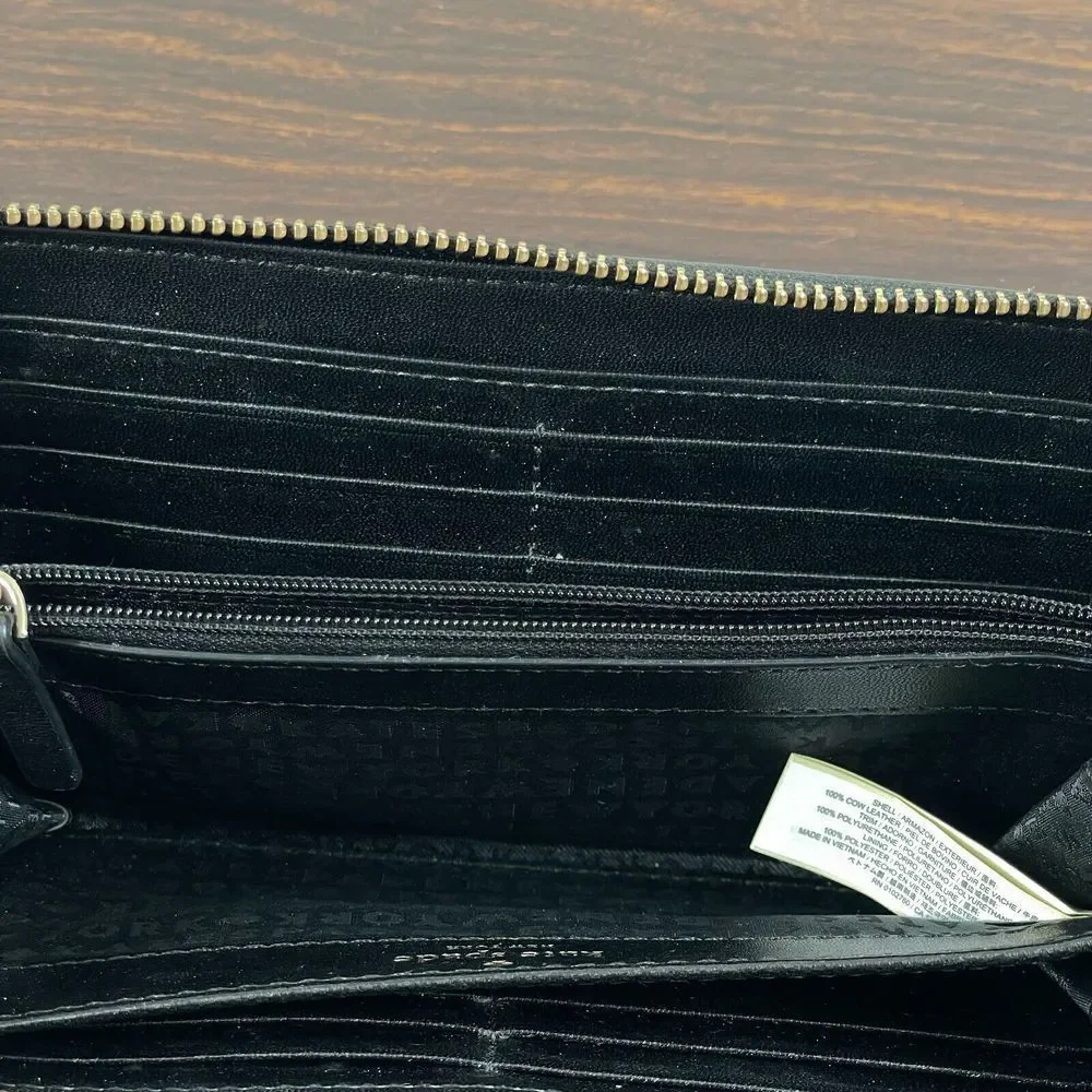 Kate Spade Wallet 7.5x4 Black Leather Zippered Card Holder Change Pouch - Picture 10 of 11